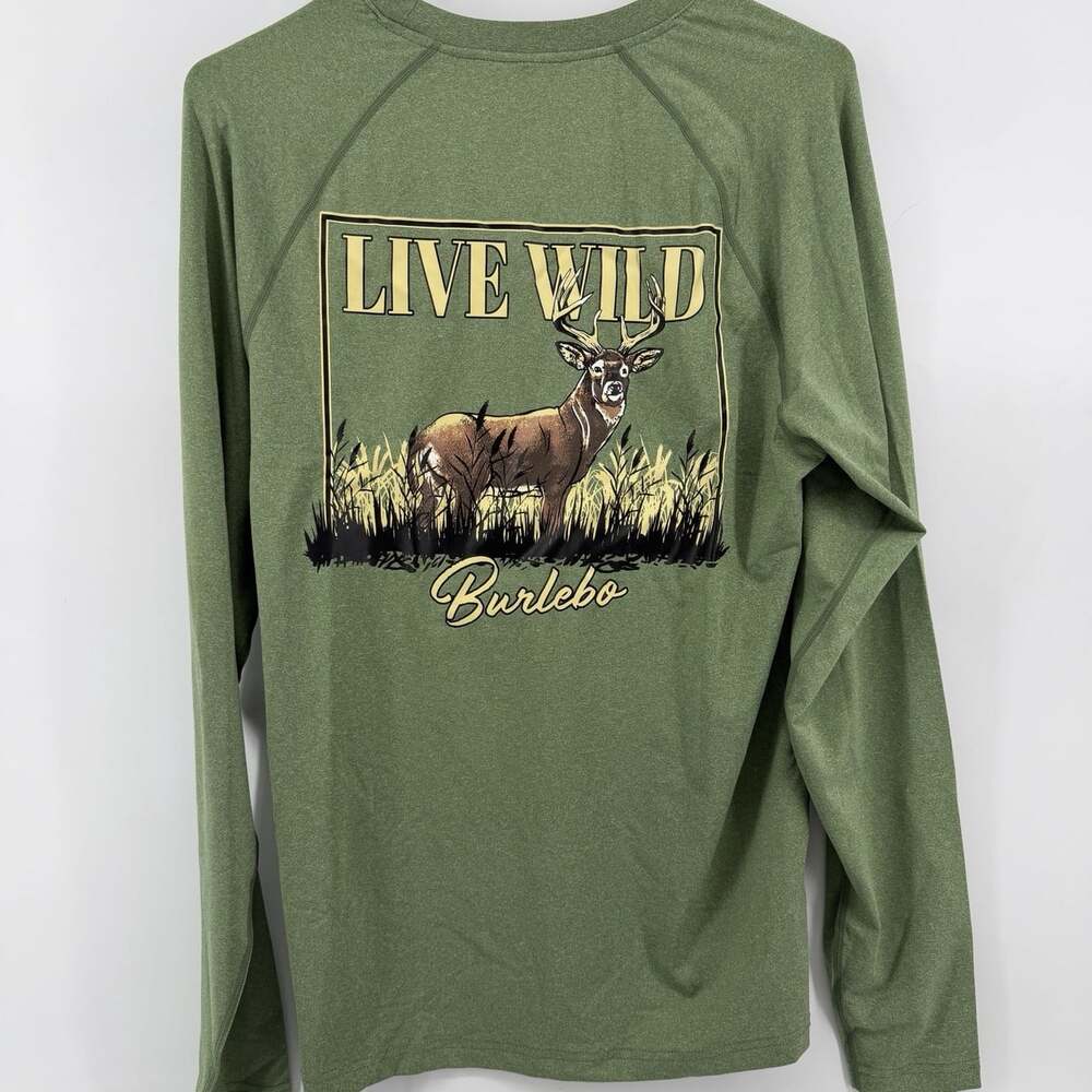 NWT Burlebo Live Wild Mens Long Sleeve Crew Neck Size XL Athletic Shirt
